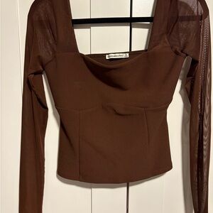 Abercrombie & Fitch Brown Fitted Bustier Blouse